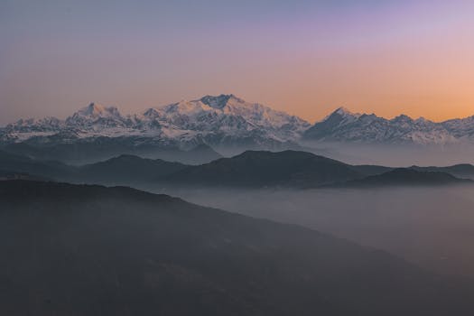 Resorts Overlooking the Himalayas at Sunrise